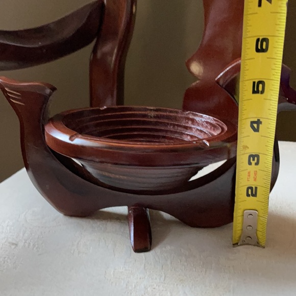 Vintage decorative wooden duck fruit basket, trivet, handmade, great details - Picture 11 of 11